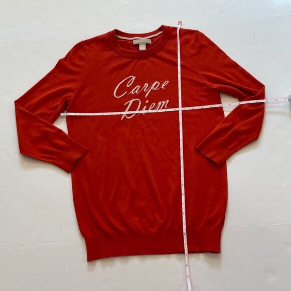 Banana Republic Silk Blend Carpe Diem Crew Long Sleeve Bitter Orange Sweater, M - Picture 7 of 9